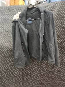 lot 2121 image: Faded Glory Black Double-Breasted Hooded Jacket with Pile-Lined Hood