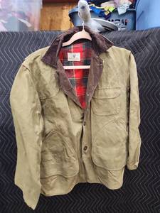 lot 2131 image: Hunting Clothing Dallas Tex. Hunting Coat Corduroy Collar Plaid Lined Size S