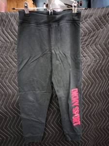 lot 2146 image: DKNY Sport Size 8 Black Jogger Sweatpants w Pink Leg Logo