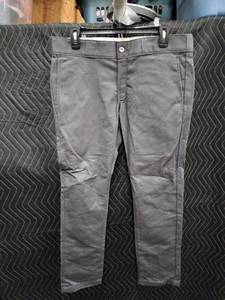 lot 2166 image: Skinny Straight Gray Work Pants Size 32x30 Cotton Poly Spandex Blend