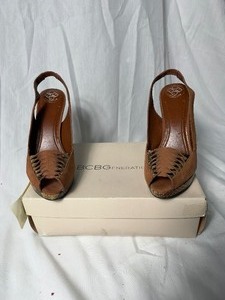 lot 36699 image: BCBG-Cinthya deep brown smth nubkgloss snakeskin heel size 9.5