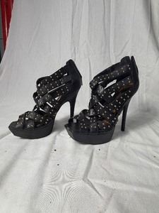 lot 36733 image: Jessica Simpson blkgold strappy high heels size 9.5