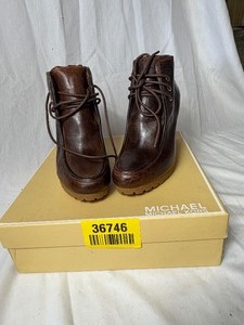 lot 36746 image: MICHAEL KORS-RORY BOOTIE color luggage with wedge heel size 9.5