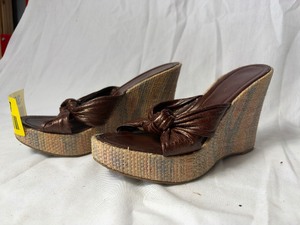 lot 36747 image: BCBG multi color wicker wedge heel size 8.5