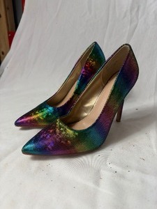 lot 36749 image: TORTA CALIENTE multi colored rainbow high heel size 8