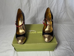lot 36754 image: GIANNI BINI-VITA blkgoldred high heel size 9.5