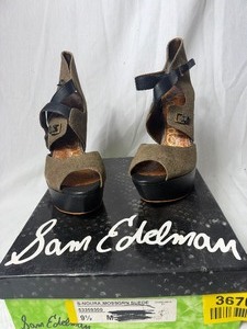 lot 36767 image: SAM EDELMAN-NOURA moss green suede high heel size 9.5