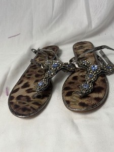 lot 36770 image: SAM EDELMAN leopard print design with jewels summer sandal size 10