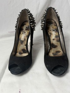 lot 36771 image: SAM EDELMAN blk suede open toed high heel with spike on heel open toed high heel size 9.5