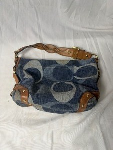 lot 36791 image: gently used blue denim jean like coach hand bag