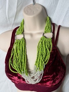 lot 36835 image: Bebe Multi Strand Beaded Green & White Necklace.