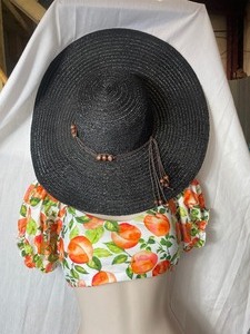 lot 36910 image: C G New York Black Sun Hat With Decarative Beaded Band Around The Crown.
