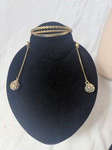 lot 36859 image: Disco Ball Earrings and Golden Bracelets