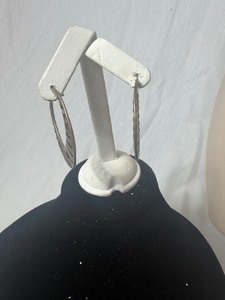 lot 36874 image: Vintage Bronzed Hooped Earrings w Lateral Style