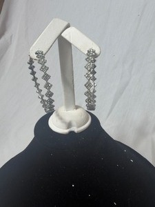 lot 36880 image: Silver Diamond Medium Hooped Earrings