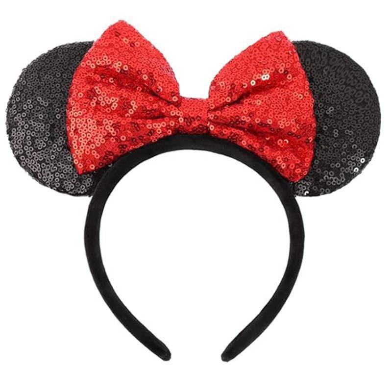 lot 34647 image: Mouse Ears Headband for Women Glitter Sequin Mouse Ears Bow Headband Birthday Party Princess Decoration - Retail $7