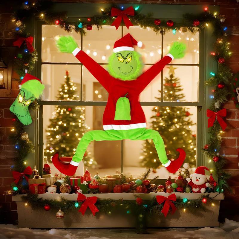 lot 34676 image: Christmas Decorations, 3.94FT Large Green Christmas Funny Doll with Stocking, Bendable Arms & Legs, Whimsical Elf Plush Decoration for Home, Tree, Wall, Indoor Outdoor Holiday Display - Retail $40