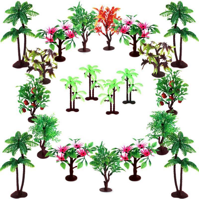 lot 42987 image: Upgrade Trees Cake Decorations, OrgMemory Model Trees with Bases, (19pcs, 3-5.57.5-14 cm), Ho Scale Trees, Diorama Supplies for Crafts or Cake Decorations