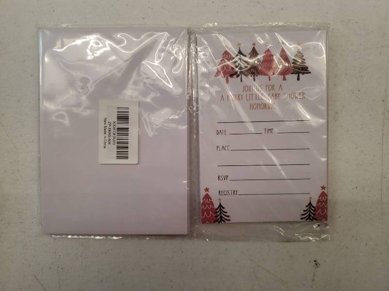 lot 52624 image: Christmas Baby Shower Invitations with Envelopes - Winter Wonderland Invitation Card for Boys & Girls - A Merry Little Baby Shower Fill-in Invites Cards - Christmas Party Favors Decorations(count Unknown)