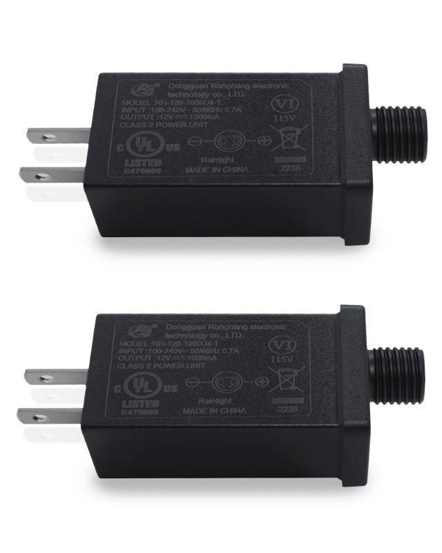 lot 61586 image: Replacement Christmas Inflatable Plug 1A 12V Class 2 Power Unit, 60hz Waterproof Low Voltage Transformer US Plug for Christmas Inflatable Blow Up (1A Output Adapter x2) - Retail $17