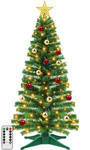 lot 59859 image: 4 Ft Lighted Mini Green Christmas Tree with Remote Control 8 Mode & Timer - Retail $30