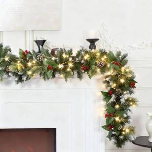 lot 59876 image: 9FT Christmas Garland with Lights for Mantel with Timer - Retail $40