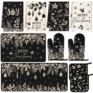 lot 59880 image: 10 Pcs Christmas Winter Kitchen Decor Accessories Set Pine Holly - Retail $30