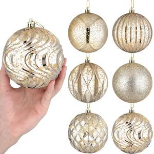 lot 59891 image: 6 Pcs 4 Large Champagne Gold Mercury Christmas Ball Ornaments - Retail $21