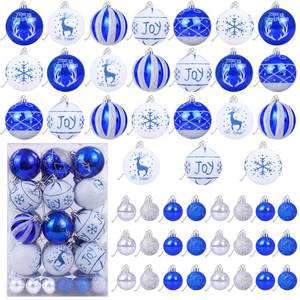 lot 59892 image: 48PCS Royal Blue & Silver Christmas Ball Ornaments for Christmas TreeJewish Hanukkah Decorations - 10 Styles Xmas Baubles Ornaments - Shatterproof Christmas Tree Decorations Hanging Ball - Retail $20