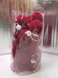 lot 59898 image: Velvet Christmas Ball Ornaments, Flocked Shatterproof Christmas Ornaments Hanging Xmas Tree Decorations  - Retail $30