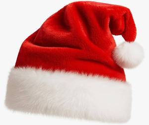 lot 59915 image: Red Plush Santa Hat with White Pom and Fur Trim - Retail $10