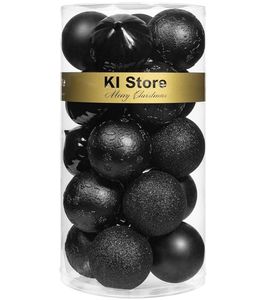 lot 59918 image: Black Christmas Balls 20pcs 3.15-Inch Christmas Tree Decoration Ornaments for Xmas Tree Halloween Wreath Garland Decor Ornaments - Retail $21