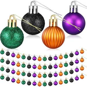 lot 59920 image: 48 Pieces Christmas Mini Balls Ornaments 1.2 Inch Miniature Glitter Balls Xmas Tree Small Hanging Decorations Pendants for Holiday Party Wedding Home DIY Craft Decor(Shiny Style,Multicolor) - Retail $10