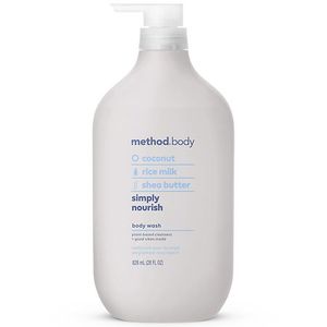 lot 59944 image: method Body Wash  Simply Nourish - Leaves Skin Feeling Soft & Moisturized  Made Without Parabens  Notes of Coconut  Rice Milk & Shea Butter  28 Fl Oz - Retail $16