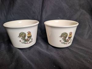 lot 1503 image: Rooster Print Cups Set of 2 Dishes