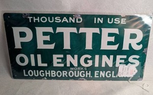 lot 1608 image: New Petter Oil Engines Thousand In Use Sign Loughborough England