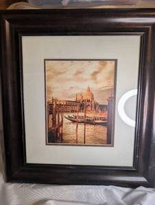 lot 1710 image: Framed Matted Venice Canal Gondola Scene Prints - 2 ct