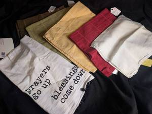 lot 1907 image: Towel Lot of 6 Assorted Pieces Printed Prayers Go Up Blessings Come Down
