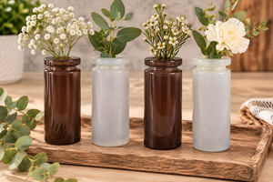 lot 1509 image: Set of 4 Cylindrical Glass Vessels with Wide Flat Rim - new