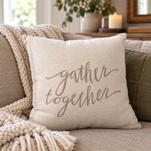 lot 1904 image: Gather Together Printed Decorative Throw Pillow