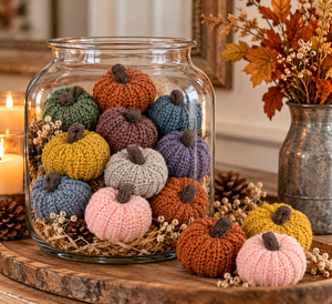 Assorted Crocheted Mini Pumpkins Set Multi-Color - 12 ct