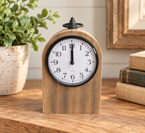 lot 1808 image: Small Arched Top Table Wooden Clock&nbsp