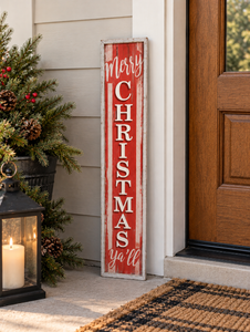 lot 2104 image: New - Merry Christmas Yall Vertical Framed Wall Sign