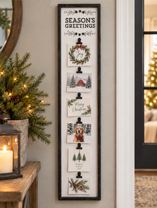 lot 2105 image: New - Wooden Clip Wall Sign Seasons Greetings