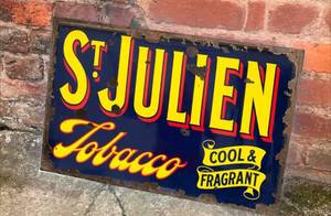lot 1615 image: New St. Julien Tobacco Metal Sign 8 x 10 in