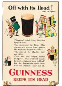 lot 1617 image: New Guinness Keeps Its Head Metal Sign 8 x 10 Alice in Wonderland