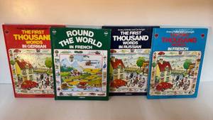 lot 15 image: The First Thousand Words Language Learning Books 4-Book Set German French Russian