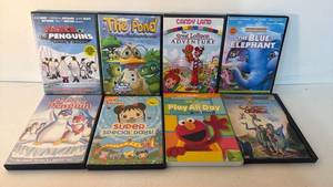 lot 22 image: Childrens DVD Movies Lot 8 Titles Farce of the Penguins The Pond Blue Elephant