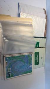 lot 37 image: Office Supply Lot Class Notes Spiral Notebook, Columnar Pads, Page Protectors