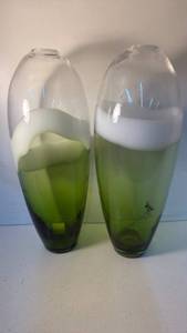 lot 50 image: Vase Lot of 2 Tall Oval Shape Pair